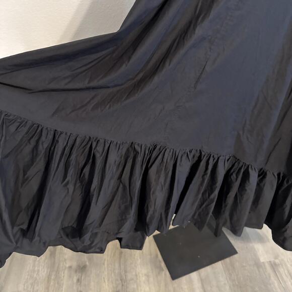 Anna October Snowdrop Bustier Ruched Strap Ruffle Hem Black Maxi Dress (Sz: LG) - Picture 9 of 13